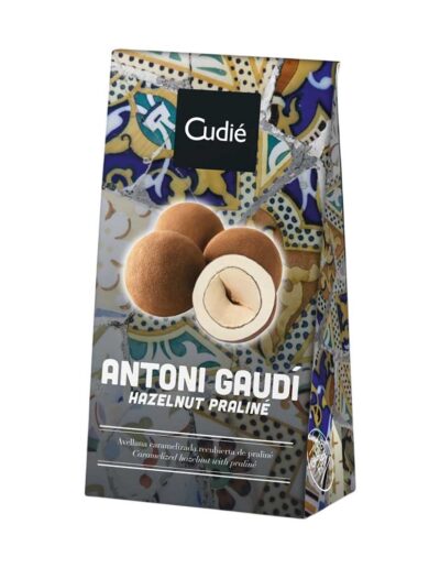 Estuche de bombones Cudié "Antoni Gaudí" de avellana y praliné.