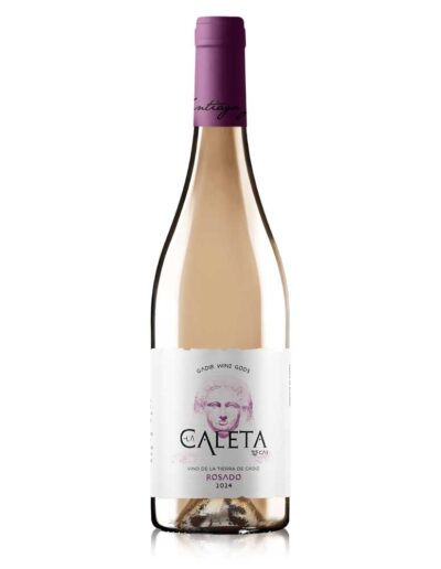Botella de vino rosado "La Caleta de Cai 2024" de la Tierra de Cádiz.