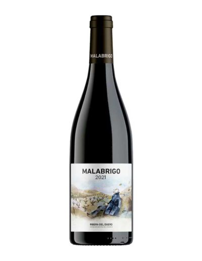 Botella de vino tinto Malabrigo cosecha 2021, Denominación de Origen Ribera del Duero.